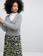 Monki Pointelle Stitch Cardigan In Gray - Gray