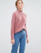 Moss Copenhagen Relaxed Sweater With High Neck - Pink