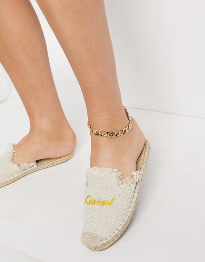 Asos Design Josie Espadrille Mules In Natural-neutral