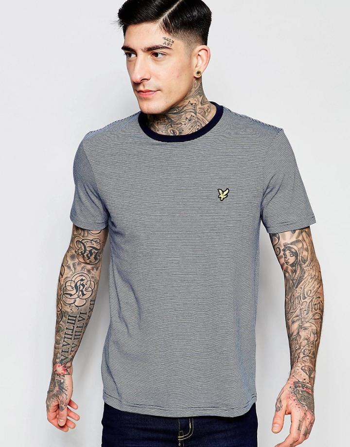 Lyle & Scott T-shirt With Fine Stripe In Navy - Navy