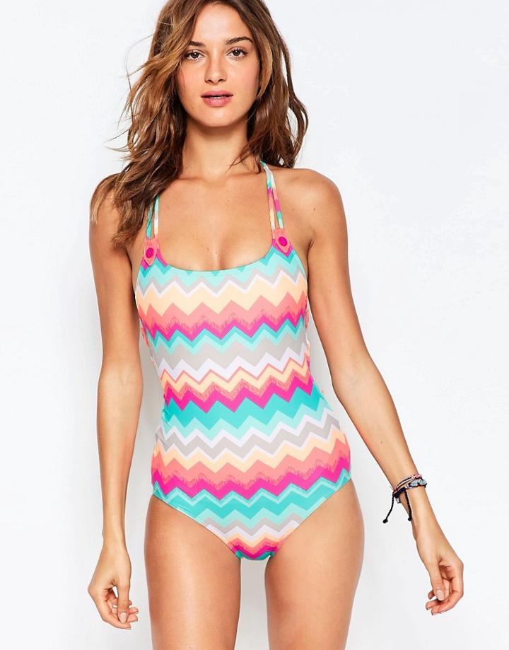 Seafolly Soundwave Zig Zag Swimsuit - Peppermint