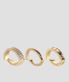 Asos Pack Of 3 Textured And Smooth Rings - Gold