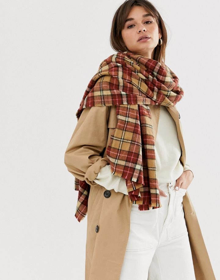 Asos Design Long Multi Check Scarf