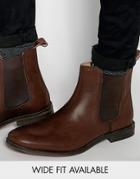 Asos Chelsea Boots In Leather - Wide Fit Available - Brown