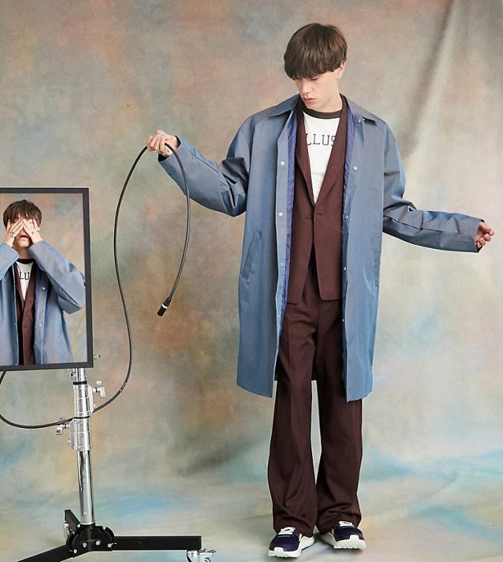 Collusion Oversized Trench In Iridescent Blue-blues