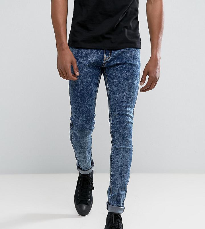 Liquor N Poker Blue Acid Wash Skinny Jeans - Blue