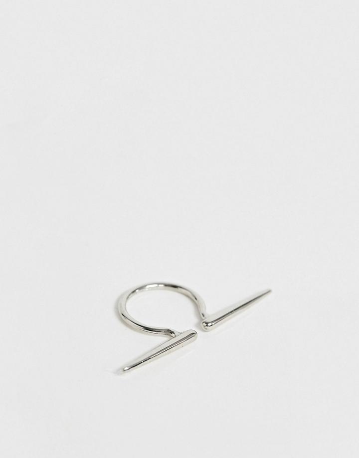 Asos Design Minimal Bar Ring In Silver Tone - Silver