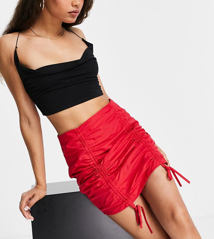 Missguided Petite Ruched Detail Mini Skirt In Red - Part Of A Set