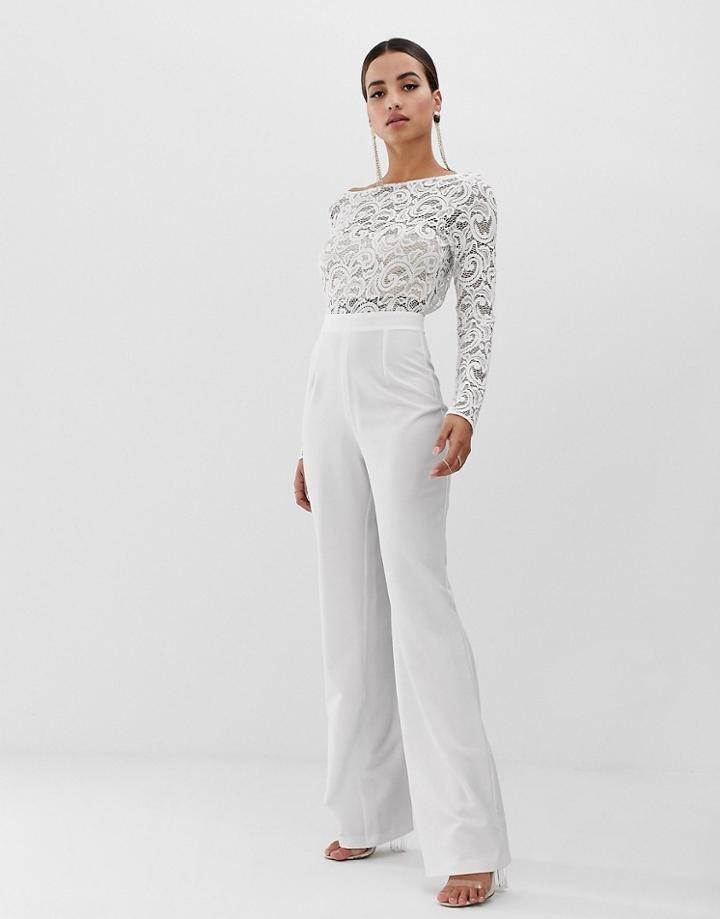 Vesper Lace Jumpsuit In White - White