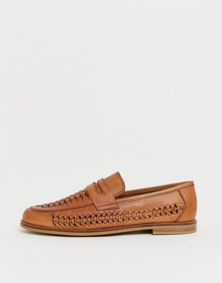 Moss London Woven Loafer In Brown - Brown