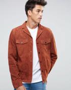 New Look Suede Western Jacket With Revere Collar In Rust - Red