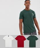 Abercrombie & Fitch 3 Pack Icon Logo T-shirt In Red/white/green-multi