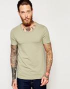 Asos Muscle T-shirt With Scoop Neck In Light Green - Vetiver Green
