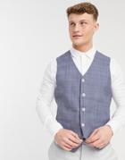 Asos Design Wedding Skinny Suit Vest In Navy Crosshatch