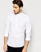 Noak Grandad Shirt With Half Placket In Skinny Fit - White