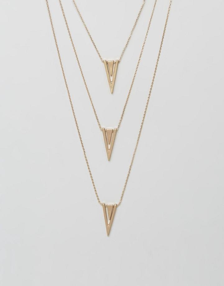 Nylon Multi Layered Necklace - Gold