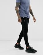 Asos Design Super Skinny Sweatpants In Black With Silver Zip Pockets