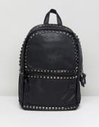 Spiral Luxe Studded Backpack In Faux Leather - Black