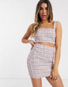 Asos Design Boucle Suit Crop Top-pink