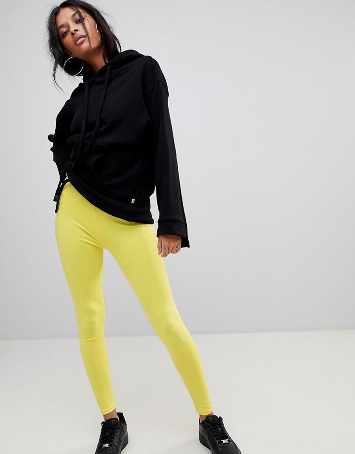 Criminal Damage Legging With Logo Banding - Yellow