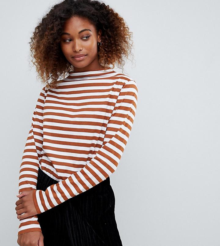 Weekday High Neck Stripe Oversized Top-multi