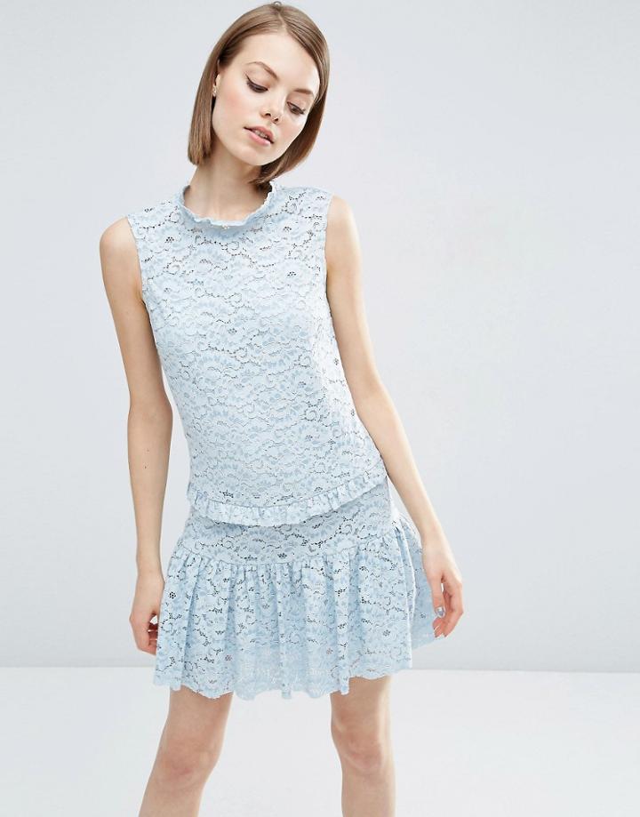 Asos Pephem Lace Dress - Pale Blue
