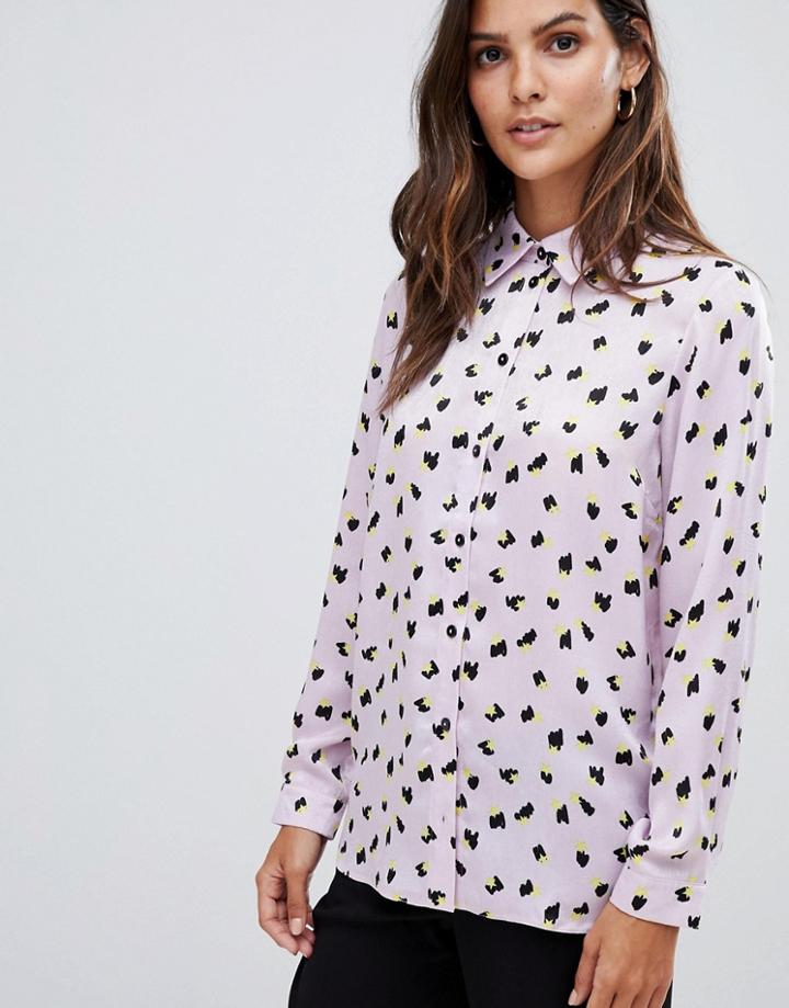 Asos Design Satin Shirt In Star Print - Multi