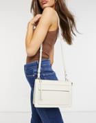 Reiss April Leather Crossbody Bag In Off White