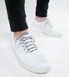 Pull & Bear Exclusive Knitted Sneakers In White With Logo - White