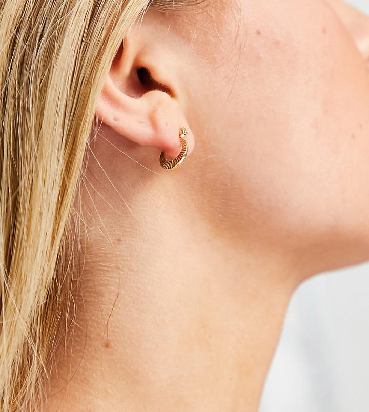 Kingsley Ryan 14mm Ridge Hoop Earrings In Sterling Silver Gold Plate