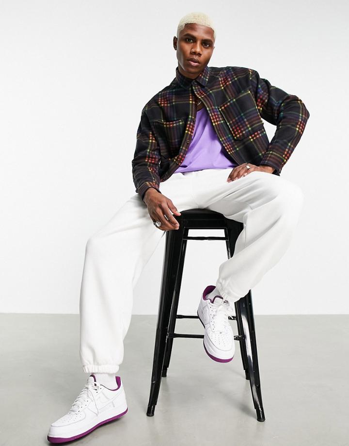 Asos Design 90s Oversized Check Shirt In Fleece-black
