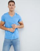 Asos Design T-shirt With V Neck - Blue