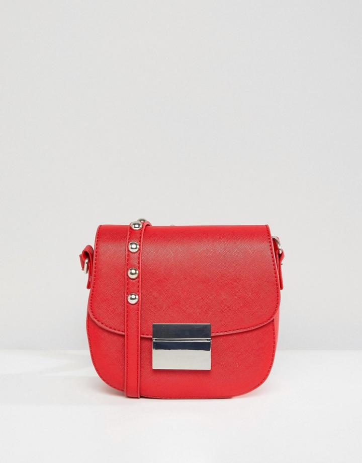Bershka Stud Strap Detail Cross Body Bag - Red