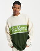 Kickers Logo Panel Knit Sweater In Cream-white