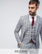 Only & Sons Skinny Suit Jacket In Check - Gray