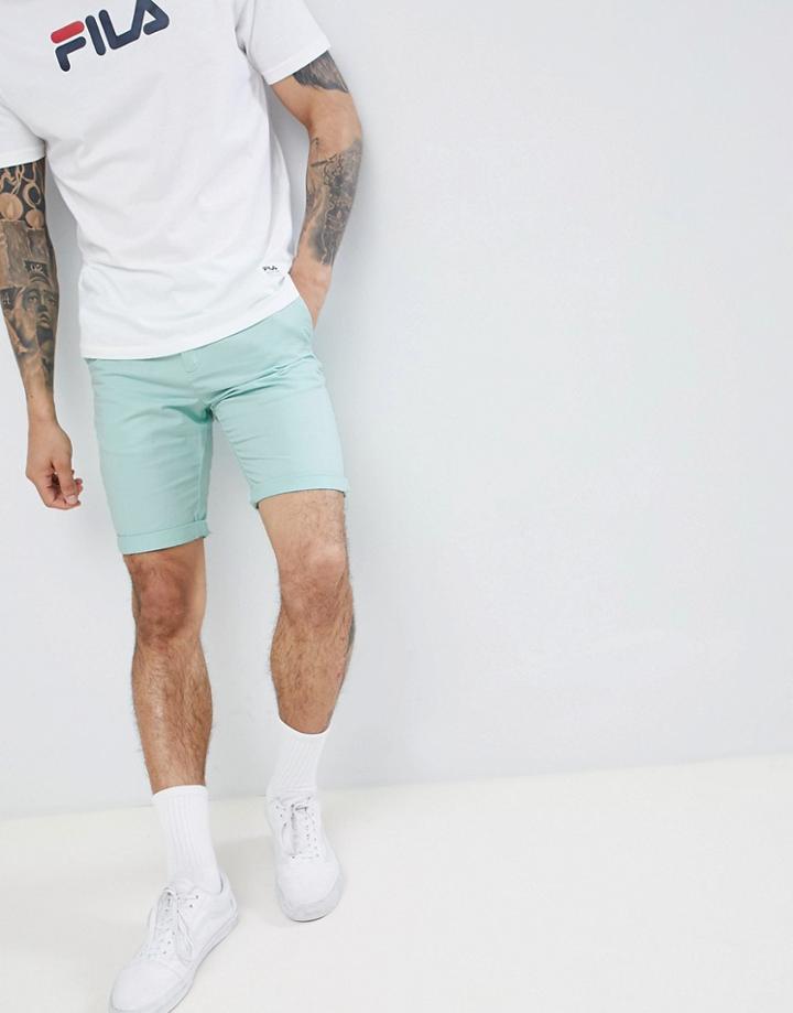 New Look Slim Fit Chino Shorts In Mint Green - Green