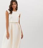 Asos Design Fold Back Crop Top Midi Prom Dress - Pink