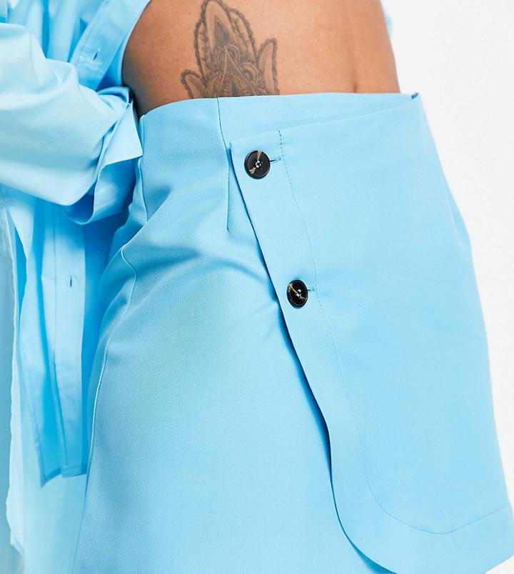 Asyou Wrap Button Detail Mini Skirt In Aqua-blues