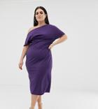 Asos Design Curve Pleated Shoulder Pencil Dress - Purple