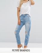 New Look Petite Extreme Ripped Jeans - Blue