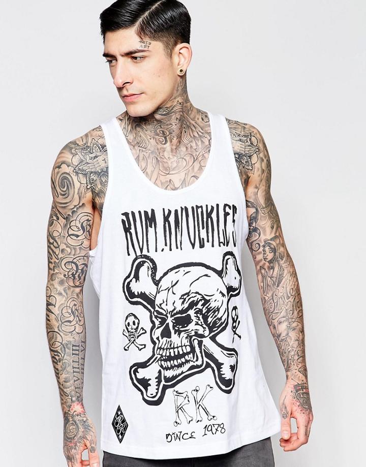Rum Knuckles Tank Rk Bones Print - White
