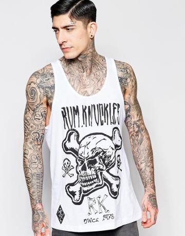 Rum Knuckles Tank Rk Bones Print - White