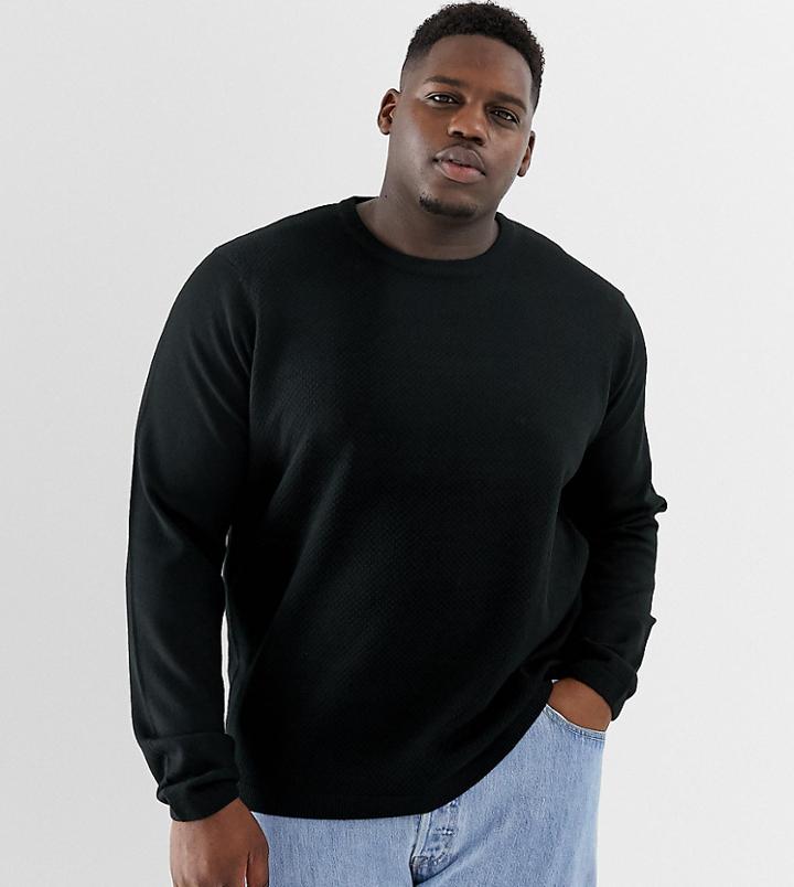 New Look Plus Textured Sweater In Black - Black