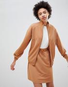 Moss Copenhagen Premium Tracksuit Top With Fine Side Stripe - Tan