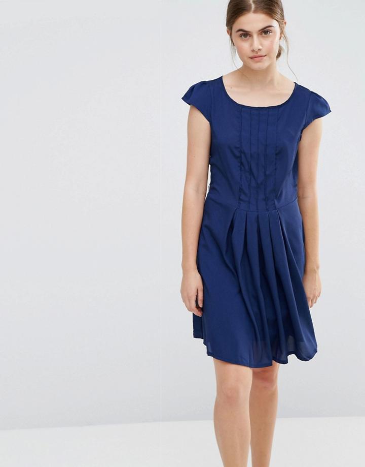 Jasmine Pleated Front Dress - Navy