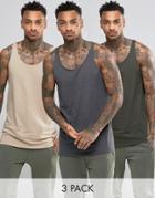 Asos Relaxed Longline Tank 3 Pack Save 21%