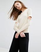 Weekday Cut Out Sleeve Top - Cream