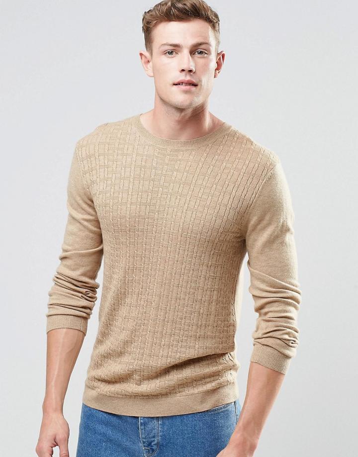 Asos Cable Jumper In Beige - Beige