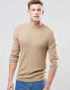 Asos Cable Jumper In Beige - Beige