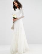 Asos Bridal Embellished Long Sleeve Maxi Dress - White